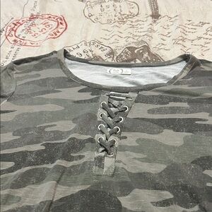 Maurices Men's Green Camouflage Lace-Up Tee